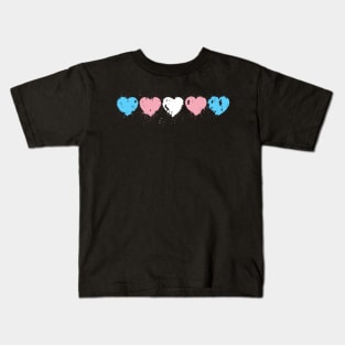 Rustic painted trans pride hearts Kids T-Shirt